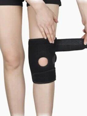 2x Knee Brace Mens Support Aid  Open-Patella Stabilizer Breathable Blk